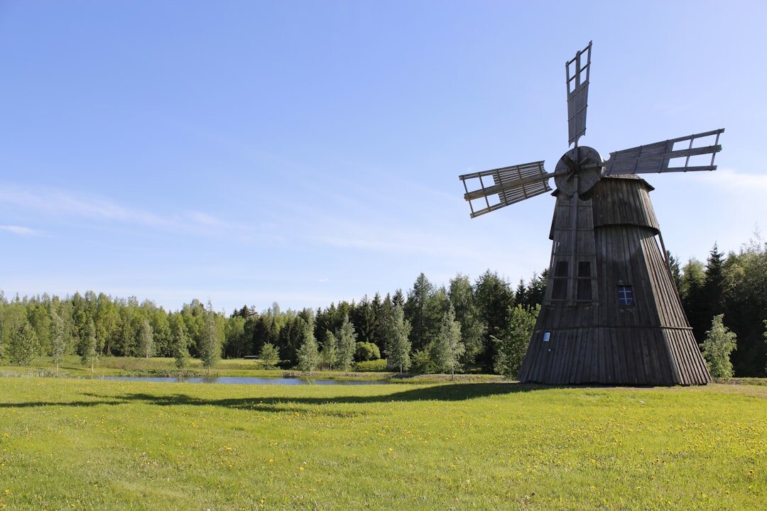 old village mill at sunset